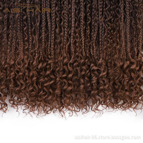 Aisi Hair Goddess Faux Locs Crochet Braids Hair Extensions Synthetic Brown Color Faux Locs Braids Hairpieces For Black Women